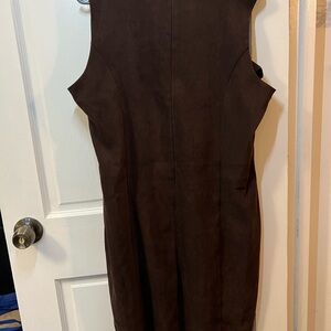 Vintage Faux Suede Midi Dress Sleeveless size 16